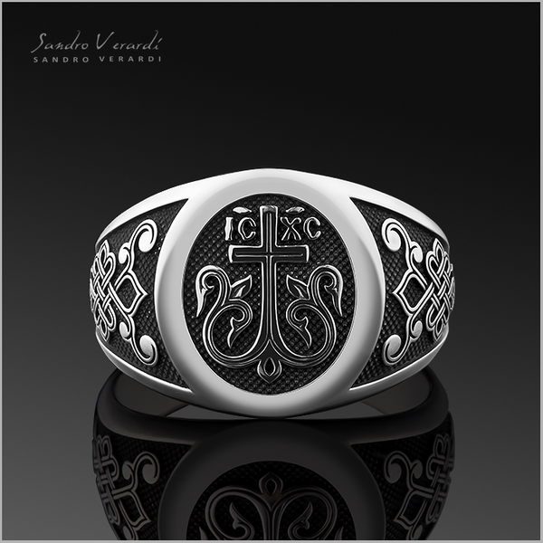 Silver Ring "Blossoming Cross"
